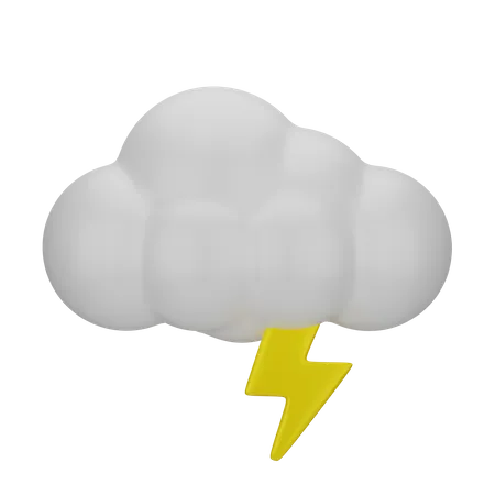 Cloudy Thunder 3 D Weather 3D Icon