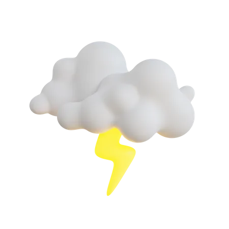 White Cloud With Lightning Cloud Icon 3 D Cloud With A Lightning Bolt And A Lightning Bolt Weather Icons 3D Icon