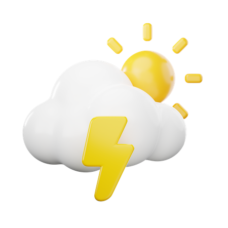 Cloudy Thunder Day  3D Icon