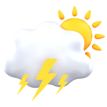 Cloudy Thunder Day  3D Icon