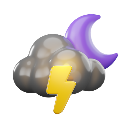 Cloudy Thunder Night  3D Icon