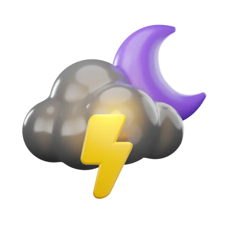 Cloudy Thunder Night  3D Icon