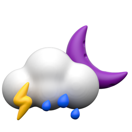 Cloudy Thunder Rain  3D Icon