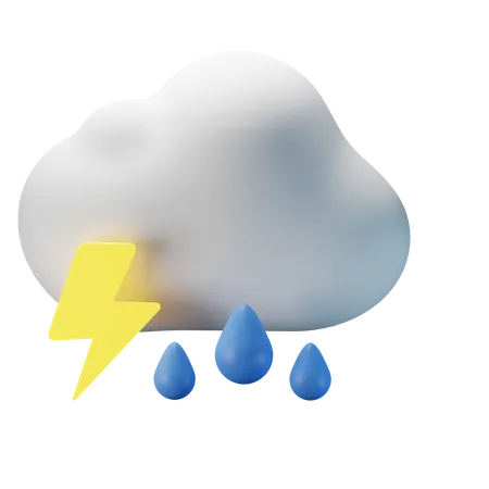 Cloudy Thunder Rain  3D Icon