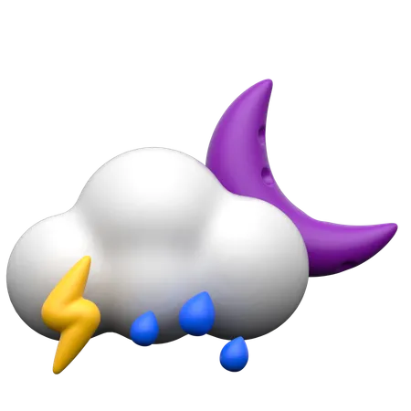 Cloudy Thunder Rain  3D Icon