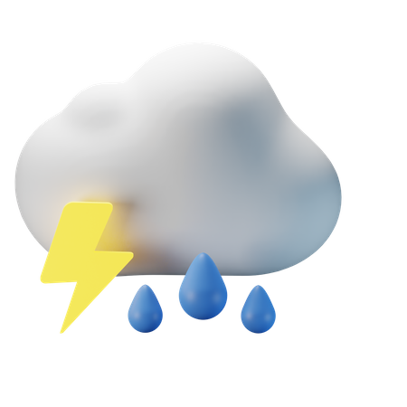 Cloudy Thunder Rain  3D Icon