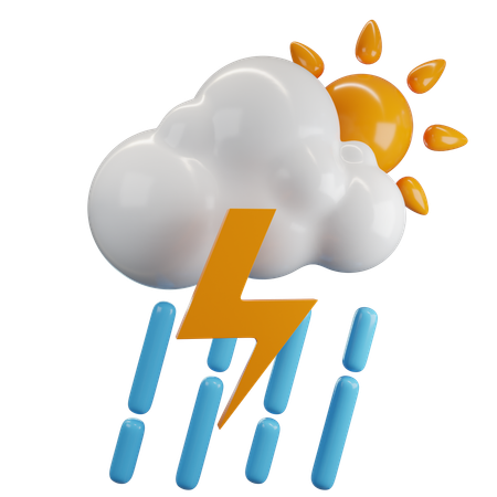 Cloudy Thunderstorm  3D Icon