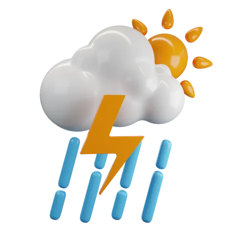 Cloudy Thunderstorm  3D Icon