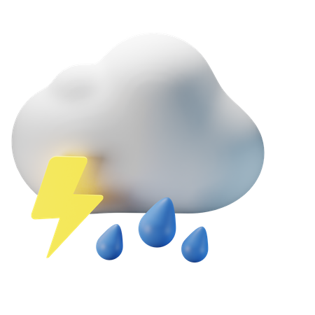 Cloudy Thunderstorm Heavy Rain  3D Icon