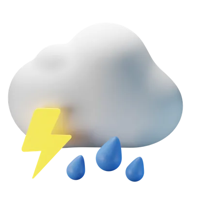 Cloudy Thunderstorm Heavy Rain  3D Icon