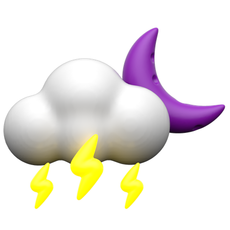Cloudy Thunderstorm night  3D Icon