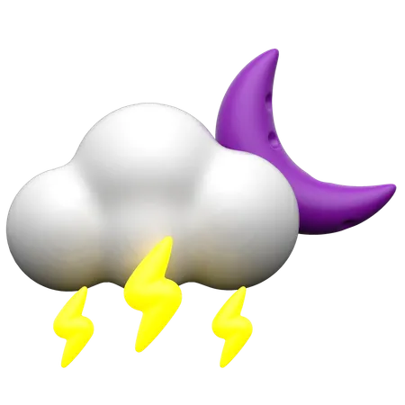 Cloudy Thunderstorm night  3D Icon