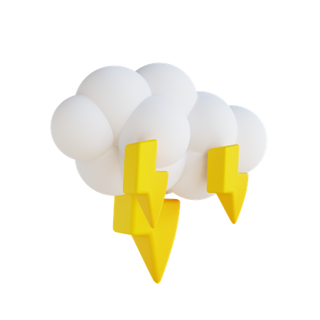 Cloudy Weather And Lightning 3D Illustration