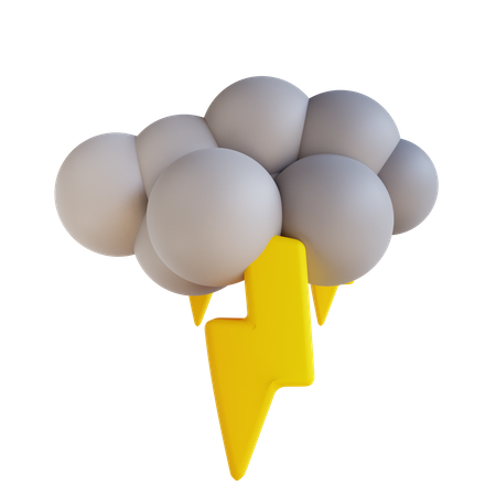 Cloudy Weather And Lightning 3D Illustration
