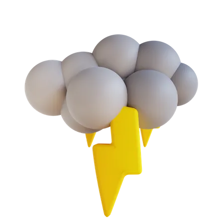 Cloudy Weather And Lightning  3D Illustration