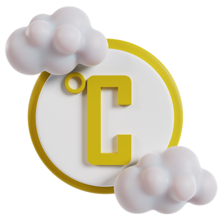 Cloudy Weather Celsius Symbol  3D Icon