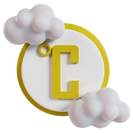 Cloudy Weather Celsius Symbol  3D Icon