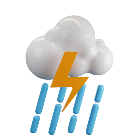 Cloudy Weather With Rain  3D Icon