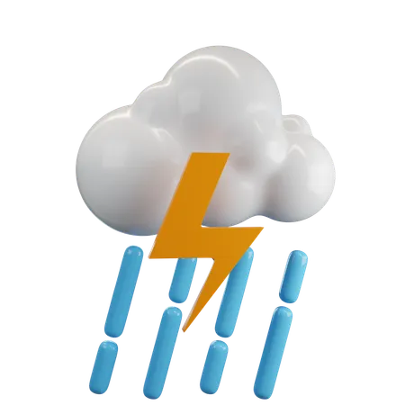 Cloudy Weather With Rain  3D Icon