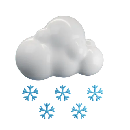 Cloudy Weather With Snowfall  3D Icon