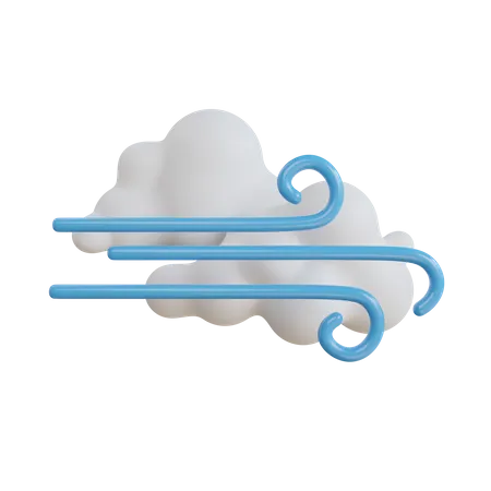3 D Icon Of Windy And Clouds White Cloud With Blue Swirls Weather Icons 3D Icon