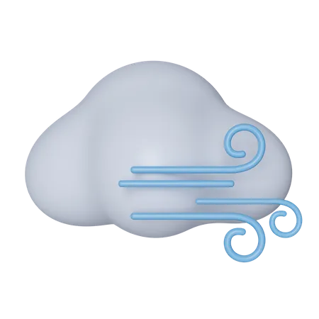 3 D Weather Cloud With Wind Icon Isolated On Gray Background 3 D Rendering Illustration Clipping Path 3D Icon
