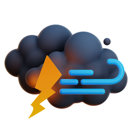 Cloudy Wind Thunderstorm  3D Icon