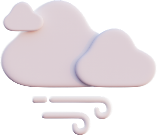 曇り 風が強い  3D Icon