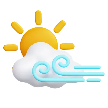 Cloudy Windy Day  3D Icon