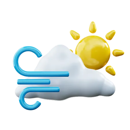 Cloudy Windy Day Weather 3 D Illustration 3D Icon