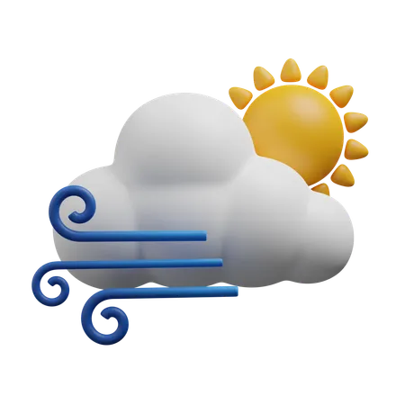 Cloudy Windy Day  3D Icon