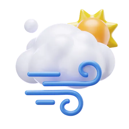 Cloudy Windy Day  3D Icon