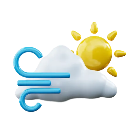 Cloudy Windy Day  3D Icon