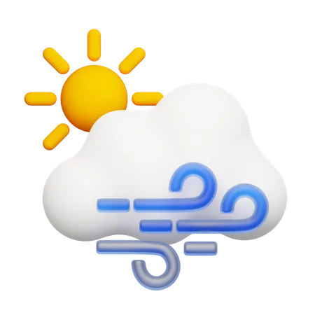 Cloudy Windy Day  3D Icon