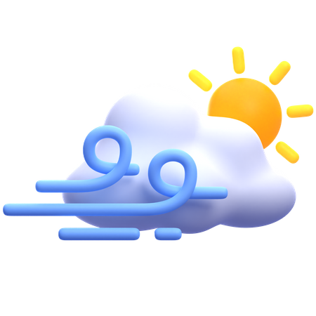 Cloudy Windy Day  3D Icon