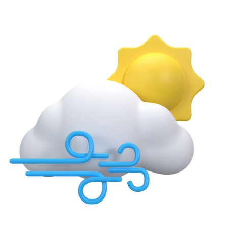 Cloudy Windy Day  3D Icon