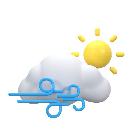 Cloudy Windy Day  3D Icon