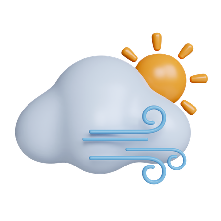 Cloudy Windy Day  3D Icon