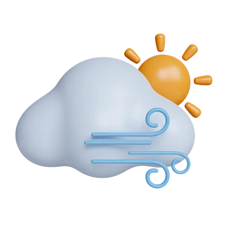 Cloudy Windy Day  3D Icon