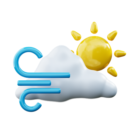 Cloudy Windy Day  3D Icon
