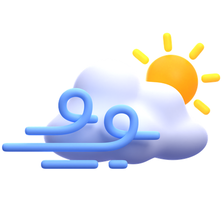Cloudy Windy Day  3D Icon