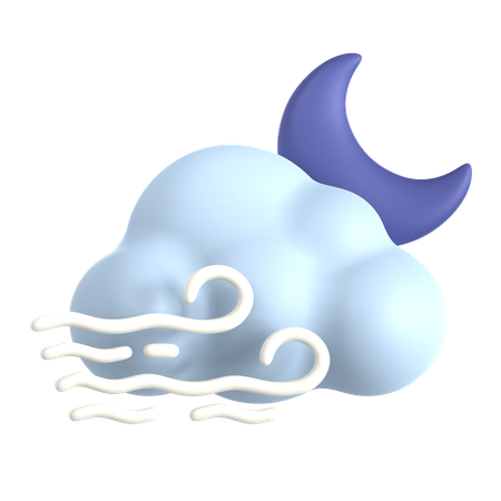 Cloudy Windy Night  3D Icon