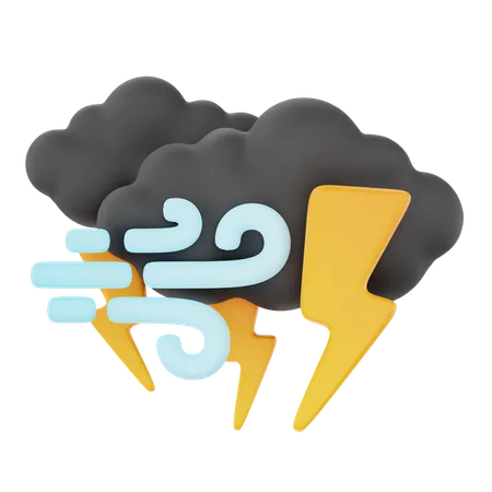 Cloudy Windy Night Thunderstorm  3D Icon