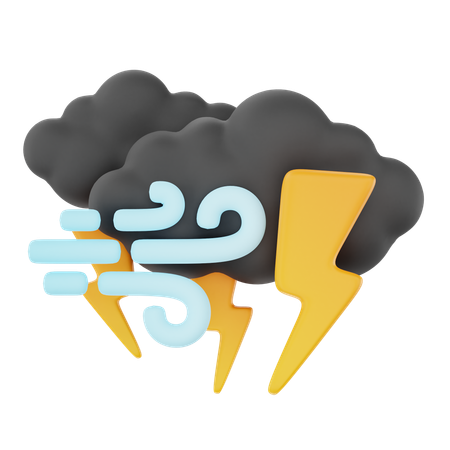 Cloudy Windy Night Thunderstorm  3D Icon