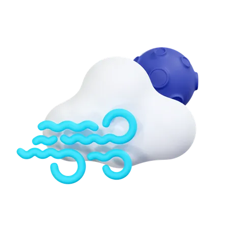 Cloudy windy night with moon  3D Icon