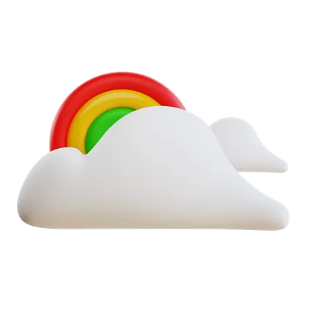 Cloudy With Rainbow  3D Icon