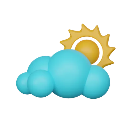 Cloudy With Sun 3 D Icon 3D Icon