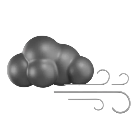 Cloudy With Wind  3D Icon