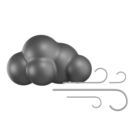 Cloudy With Wind  3D Icon