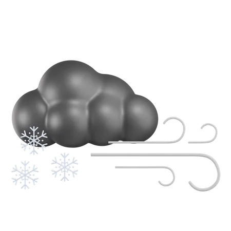 Cloudy With Wind And Snow  3D Icon